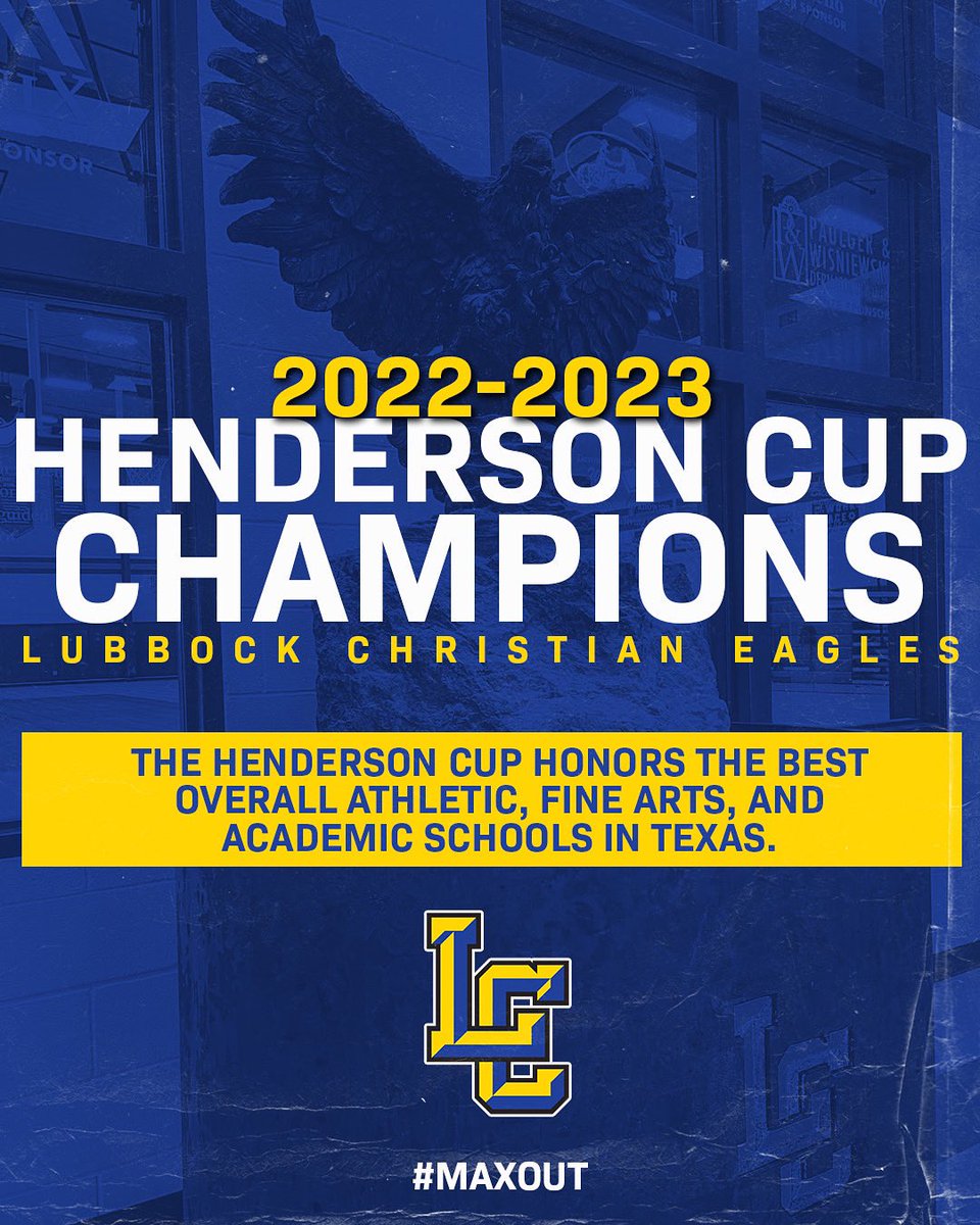 LCHSEagles's tweet photo. #𝟏 𝐏𝐑𝐈𝐕𝐀𝐓𝐄 𝟑𝐀 𝐒𝐂𝐇𝐎𝐎𝐋 𝐈𝐍 𝐓𝐄𝐗𝐀𝐒
LCS wins the Henderson Cup!!!!!!!!!!! 🏆

The Henderson Cup is awarded to the best overall private school in Texas based on achievement in academics, fine arts and athletics competitions throughout the school year. 
#maxout 🦅 https://t.co/lCRiu8Nf1I