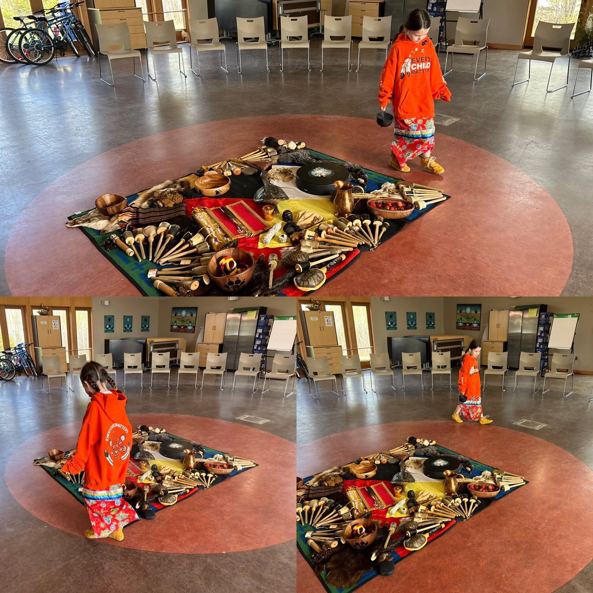 My granddaughter Faith asked if she could go along with POP. She wanted to smudge the room before the students arrived. 
Our children are our medicine, sometimes you need to bring your own medicine.