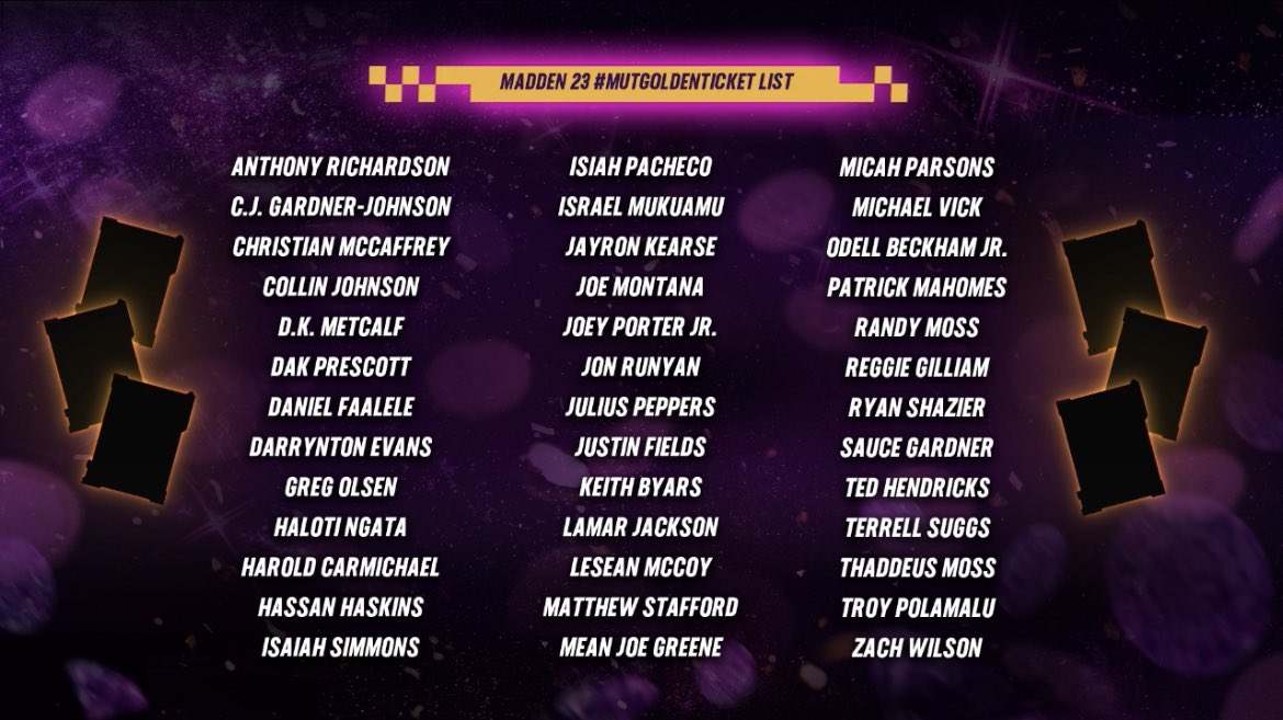 MUTality on Twitter "Madden 23 Golden Ticket List"