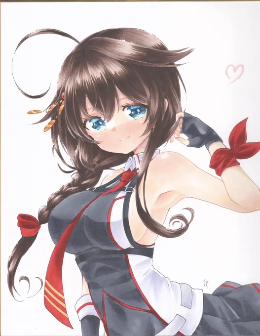 しぐ〜おめでとう〜 新しいお祝い絵は原稿終わってから描くね…ごめんね…  #時雨進水日