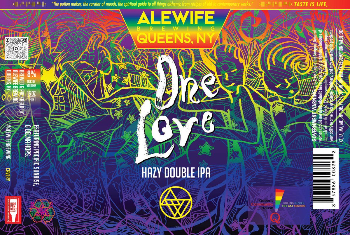 June is just a couple weeks away, and we’re proud to once again bring back our annual Pride Month beer.

We're excited to announce that proceeds from One Love will be donated to @QCHnyc 

One Love will be available June 2nd. 

#alewifebrewing #alewifebeer #tasteislife