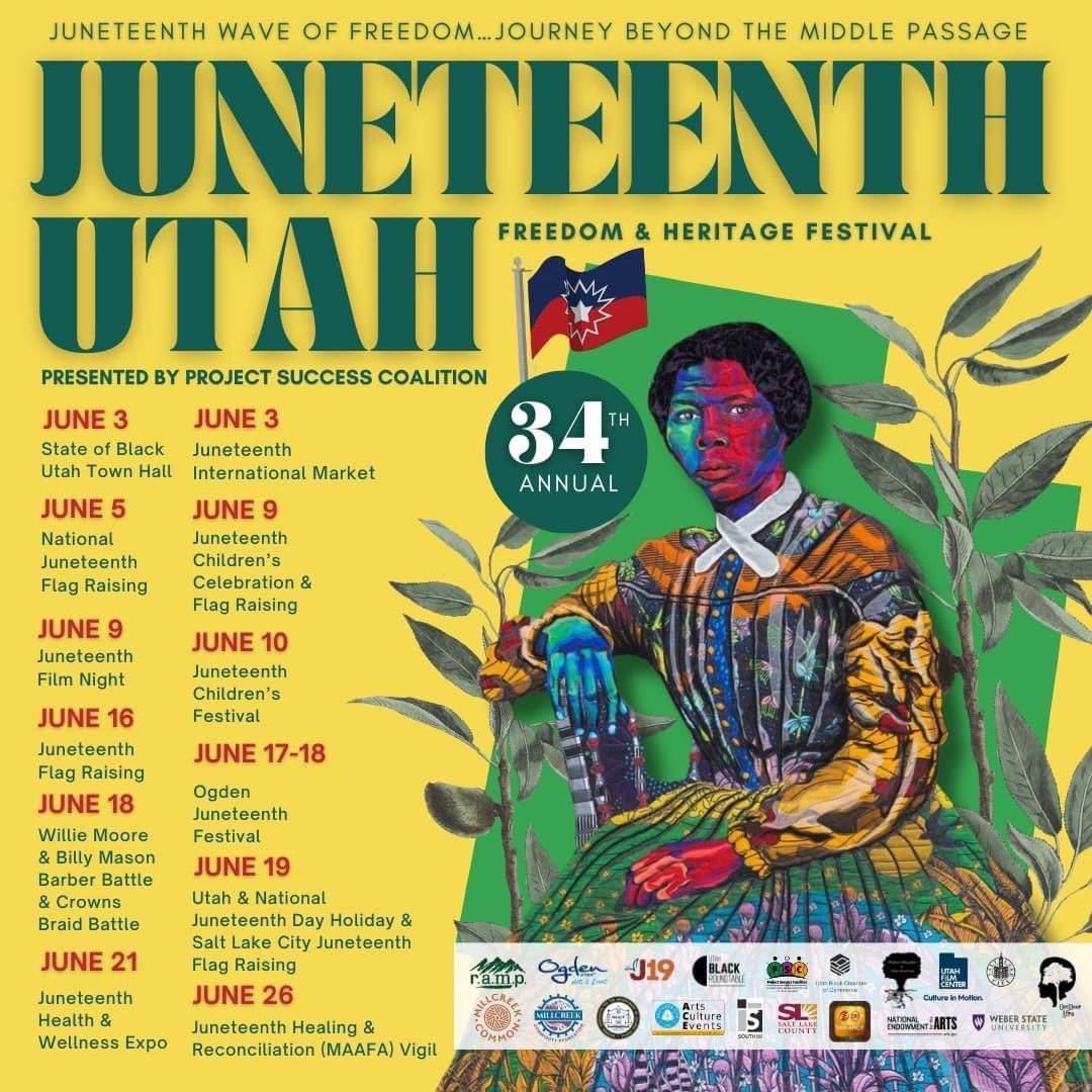 UtahRoundtable's tweet image. 34th annual Utah Juneteenth Freedom &amp;amp; Heritage Festival. 

"Juneteenth Wave of Freedom...Journey Beyond the Middle Passage."

Click on link for more information! 

projectsuccessinc.org/2023-juneteent…

If you would like to be vendor for the Ogden Juneteenth festival: 
docs.google.com/forms/d/e/1FAI…