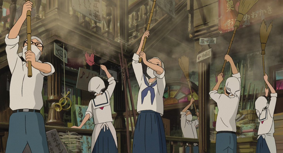 #EscenariosGhibli Limpieza en la casa de estudiantes, en 'La colina de ...
