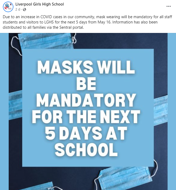 BigBadDenis's tweet photo. Liverpool Girls High School

Due to increasing COVID cases in the community, Years 9, 10 and 11 students will be learning from home immediately, while all staff and students still in school (Years 7, 8 and 12) would have to use masks.

@pruecar @RyanPark_Keira @ChrisMinnsMP https://t.co/5mSv6RbvVu