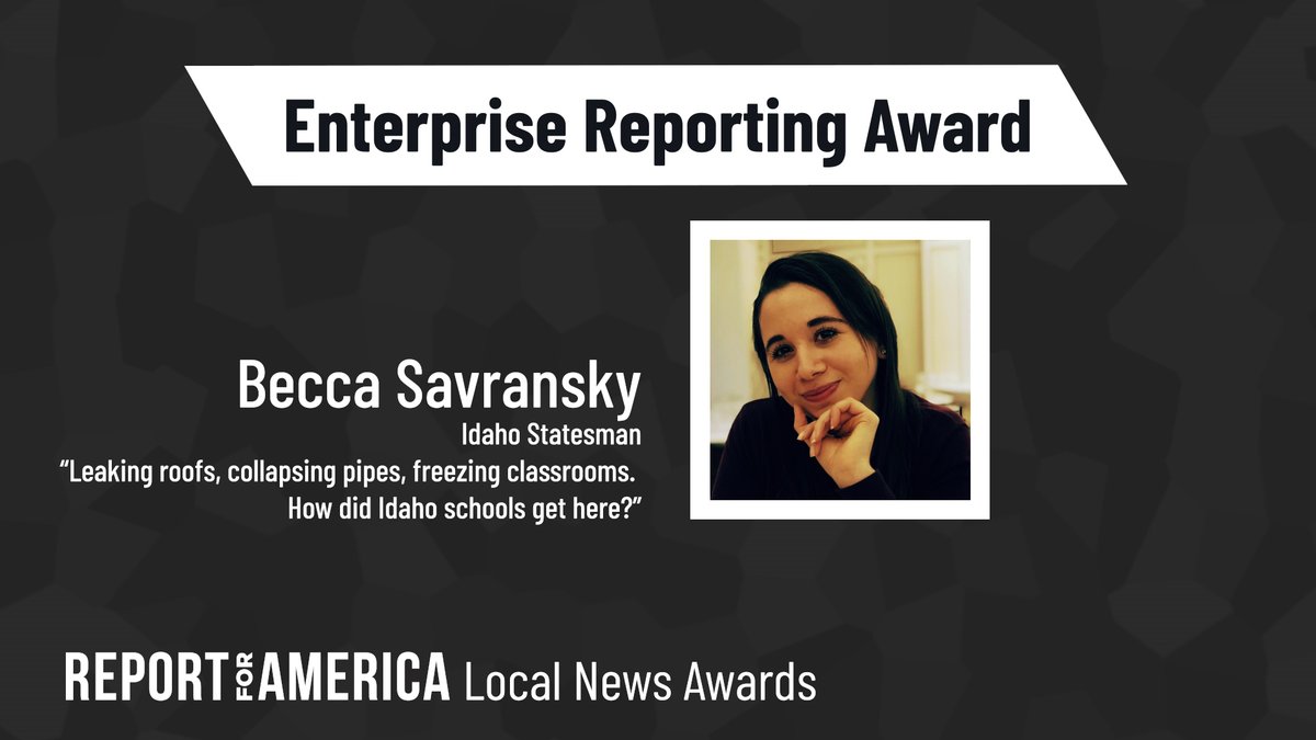 'Leaking roofs, collapsing pipes, freezing classrooms. How did Idaho schools get here?' @IdahoStatesman's @BeccaSavransky wins 'Enterprise Reporting' award at @Report4America's #LocalNewsAwards. Read her award-winning education reporting here: bit.ly/458h8cJ