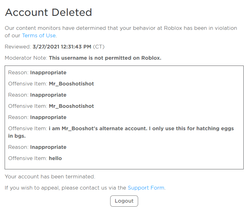 MrBooshot's tweet photo. this is my other ban from over 2 years ago

really got banned for "Mr_Booshot is hot" 😂🤣 https://t.co/kRkcLIVOJ2
