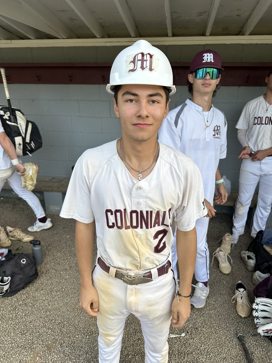 MotownBase's tweet photo. Colonials improve to 8-13 after a win over Morris Hills (FINAL 16-5). Today’s Hard Hat Player of the Game is John Cowing who drove in 5 runs with his efforts. #doyourjob #MotownBase https://t.co/bLjXbPi7HX
