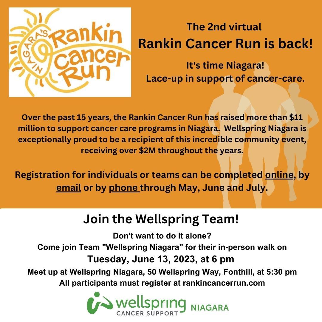 As a virtual event, YOU choose when, where and how you want to participate. Every dollar raised supports cancer care in Niagara. Together, we can make a difference.  Join today at rankincancerrun.com
#rankincancerrun #cancercare #niagara #community