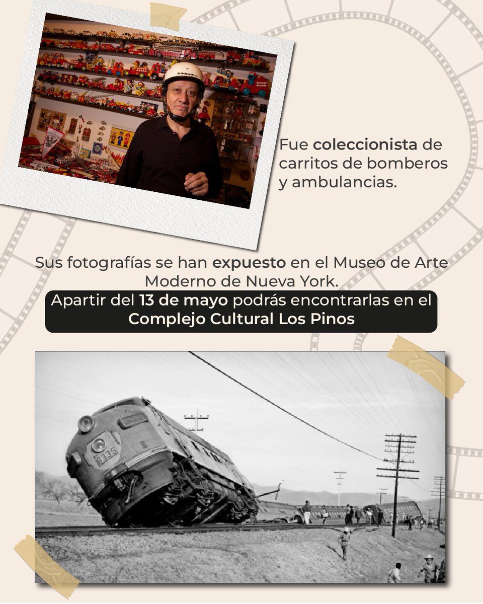 CC_LosPinos's tweet photo. La @cultura_mx te invita a conocer la exposición El Ojo Infinito de Enrique #Metinides y descubrir su visión única de la Ciudad de México a través de las historias que quedaron inmortalizadas en su cámara.
📍Cabaña 1
📆Martes a domingo
⌚️11 a 18 h
🎟️#EntradaLibre https://t.co/NvM4bvZ6I1