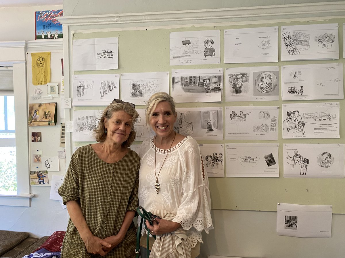 Finally met this fabulous illustrator in person and in her studio, no less! <a href="/BethSpiegel_Art/">Beth Spiegel</a> is a wonderful #kidlitartist She shared so much about her process with me. Just look at this story wall! What a privilege to see her creative space in #LA stormliteraryagency.com/bethspiegelart…