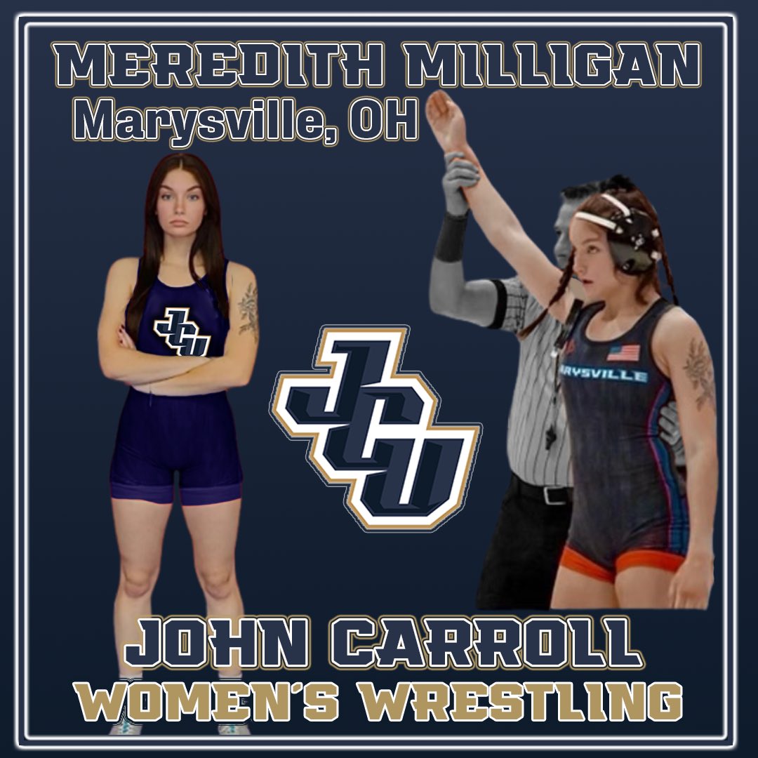 JCUwrestling's tweet photo. Joining #jcuwrestling from @Mvillegirlwrest please welcome Meredith Milligan!

#wrestlelikeagirl #d3wrestle https://t.co/AVhcrFSuIw