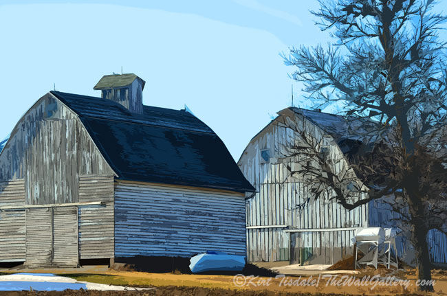 Side By Side Barns by Kirt Tisdale thewallgallery.com/architectural-… #thewallgallery #art #wallart #artprint #artwork #artist #artforsale