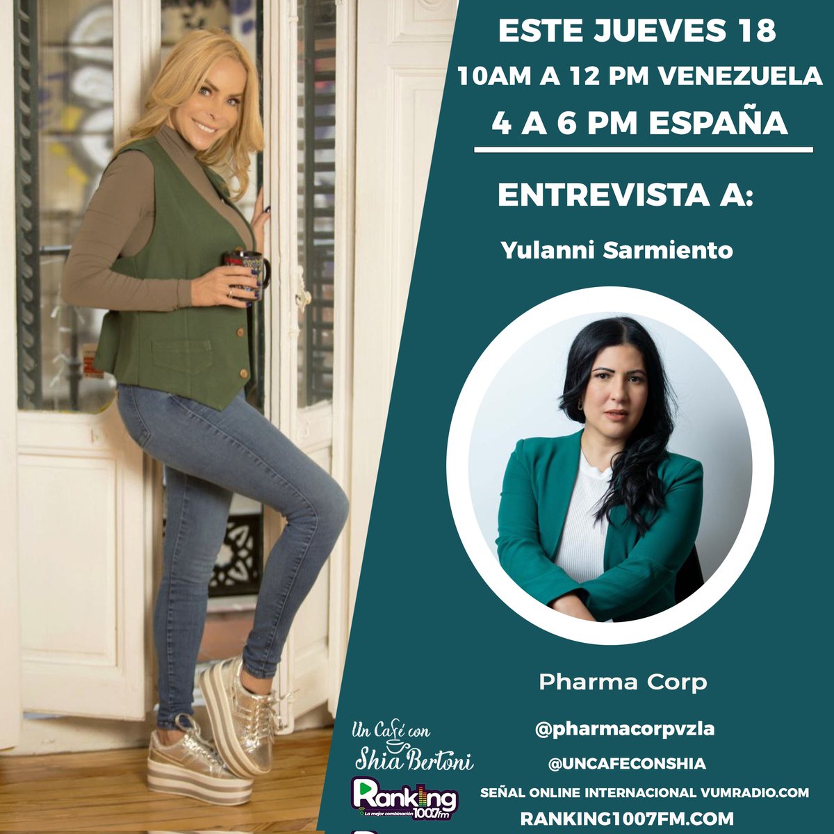 Este #Jueves en #UnCafeconShiaBertoni por <a href="/Ranking1007/">Ranking100.7fm</a> desde las 10am con todo el #PeriodismoDeSalud