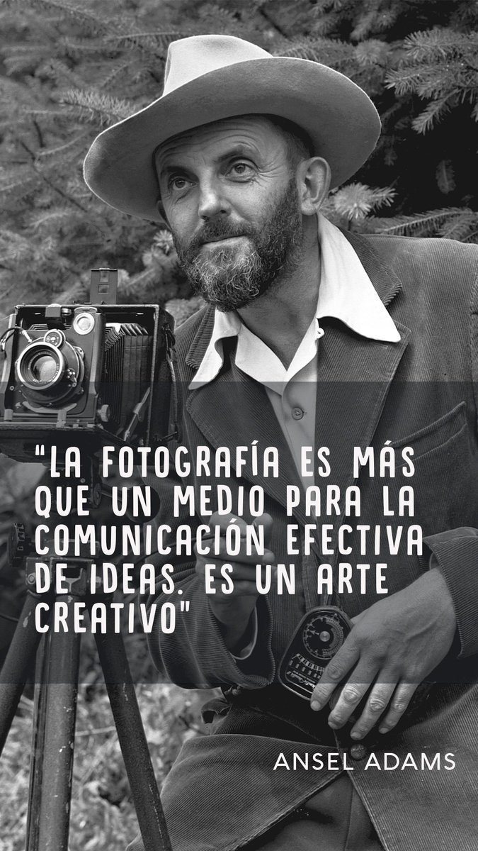 fifcolombia's tweet photo. Ansel Easton Adams fue un fotógrafo estadounidense, conocido por desarrollar el llamado sistema de zonas junto con Fred Archer.
#anseladams #fif23 #frasescelebres #Fotogalería #fotografia https://t.co/iYL9RdeSEQ