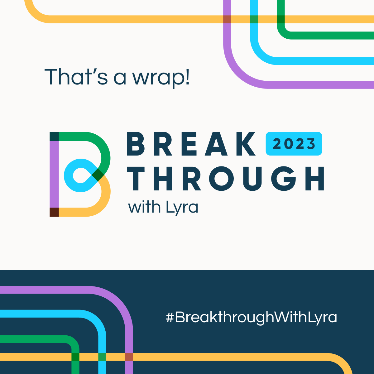 LyraHealth's tweet photo. That's a wrap 🎬 on #BreakthroughWithLyra! It's been an unforgettable two days connecting and learning from our customers.   

What was your biggest takeaway?  

The conversation continues and we'll post key highlights over the next few days. ⬇️ https://t.co/KE3bmfJSWh