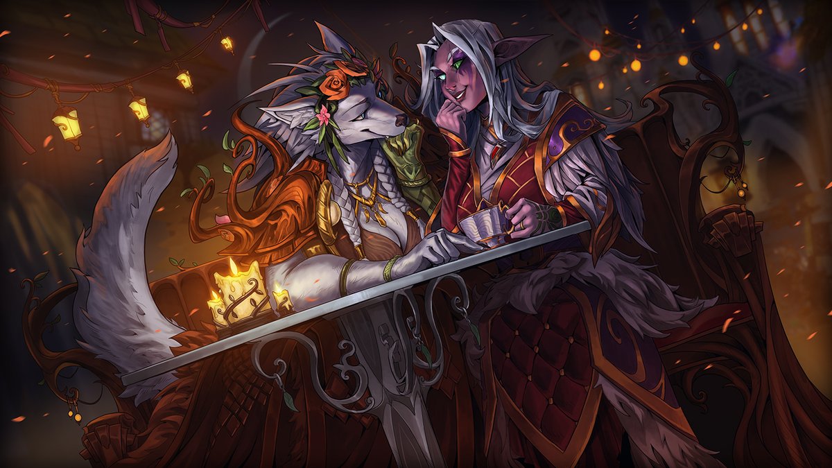 A WoW Commission for some friends of mine! 
Haven't done a big piece in a hot second :) 

Autumn Night Festival date! 

#worldofwarcraft #digitalart #illustration #art