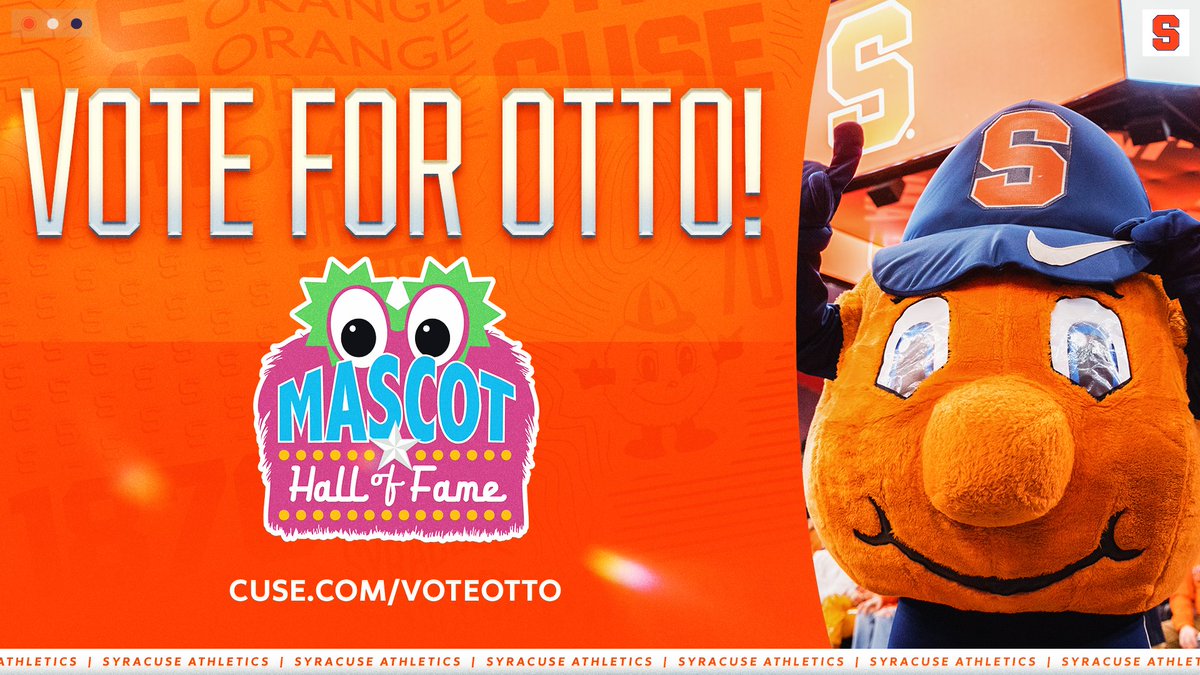 Otto's been nominated! Let's get our beloved @TheOttoOrange into the Mascot Hall of Fame 🍊 

You can vote daily from now until May 27.

👉 cuse.com/voteotto