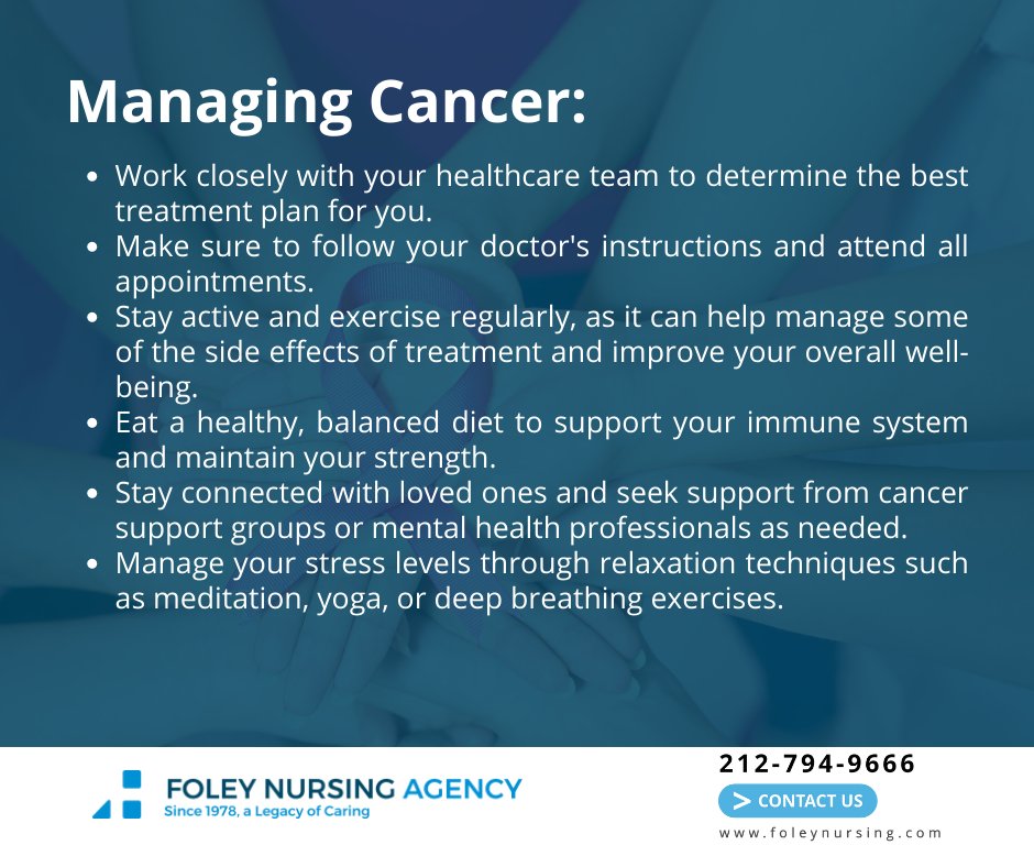At Foley Nursing, we prioritize your health. With personalized care, support, and guidance, we help you overcome cancer's challenges. Since 1978, our agency has provided qualified nurses, LPNs, and aides to New York residents, dedicated to your optimal health and wellness