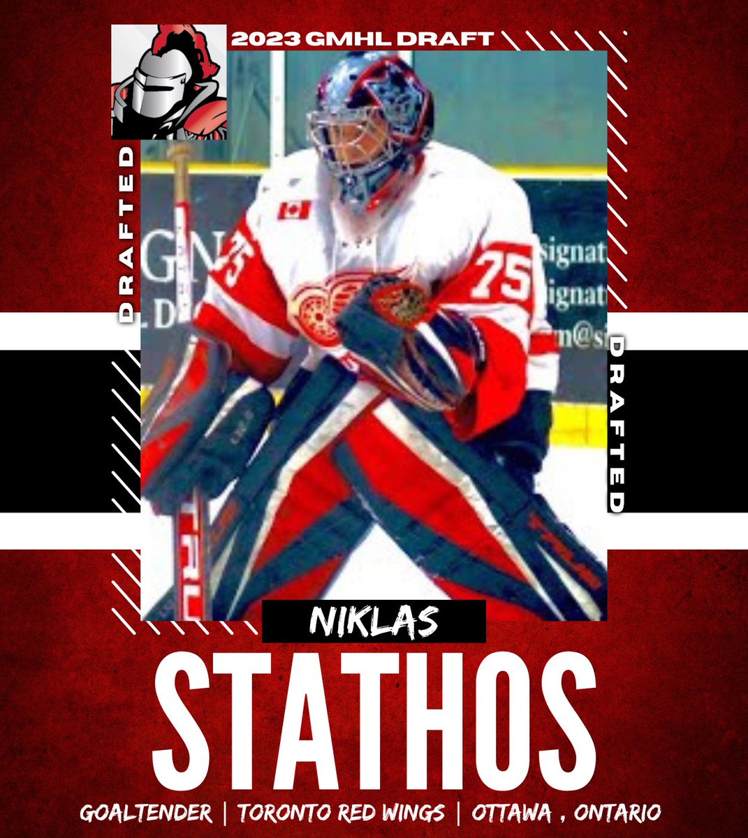 The Knights select Niklas Stathos from Toronto Red Wings in the 9th Round of the 2023 GMHL Draft ! #KOM #MeafNation ⚔️