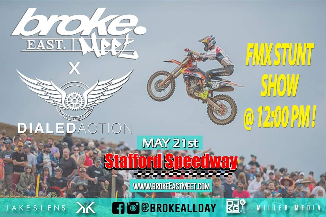 brokeEast's tweet photo. For the 1st time, we are bringing a FMX Stunt Show by some of the best stunt riders in the country! @dialedactionsports will be bringing the heat🔥 in the middle of the Speedway starting at 12:00! Sign up now https://t.co/YE6ueObKSD 25% off using code "brokeALLDAY" at check out. https://t.co/gDtdZyRAE1