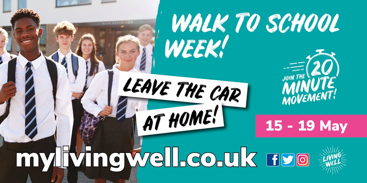 📢 Join in #WalkToSchoolWeek 15-19 May🚶
If you can’t walk all of the way, maybe park the car a little further away to walk some of the journey or get off the bus/train a stop early! Tag us in your pics!
#20MinMove
Find more ways to be active:
mylivingwell.co.uk/campaigns/20-m…