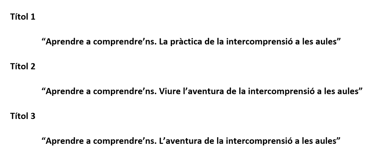 rogetus's tweet photo. M'ajudeu a triar títol?? He escrit un text sobre intercomprensió per a un llibre que es publicarà aviat. És un epíleg que fa propostes sobre com abordar la #intercomprensió entre llengües romàniques a l'aula i defensa la seva importància. Podeu votar a sota, si voleu, gràcies! https://t.co/jhy1mY9b75