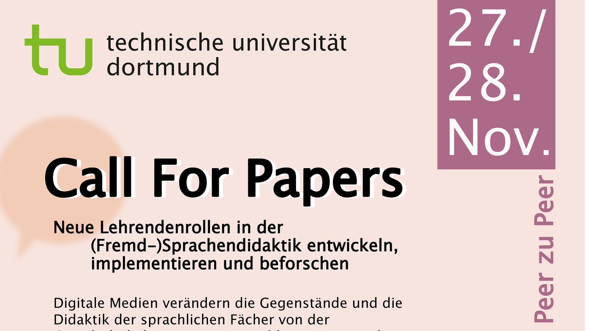 ELLeN is proud to co-host the symposium "Von Peer zu Peer zu Peer". Abstracts for long and short presentations and posters can be submitted in German or English. ogy.de/Peer2Peer