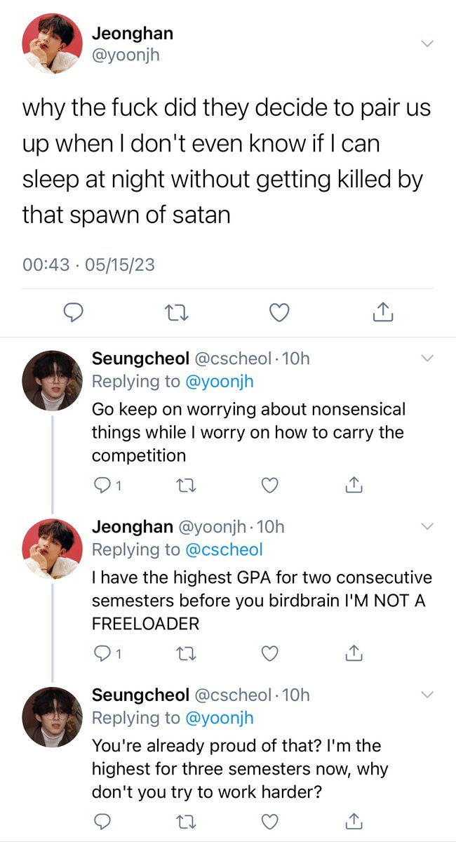 userseungcheol's tweet photo. Thin lines

—A jeongcheol au where jeσnghan and seungcheσl are chosen for a competition with only one suite to share for their entire stay. 

Rumor has it the top students can't even stand each other. What happens when they have to be together 24/7? https://t.co/WJd6TrpbYG