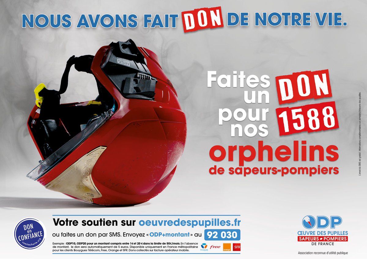 #AppelÀDons | Soutenez les 1588 orphelins de <a href="/PompiersFR/">Pompiers de France</a> .
Rendez vous sur oeuvredespupilles.fr
