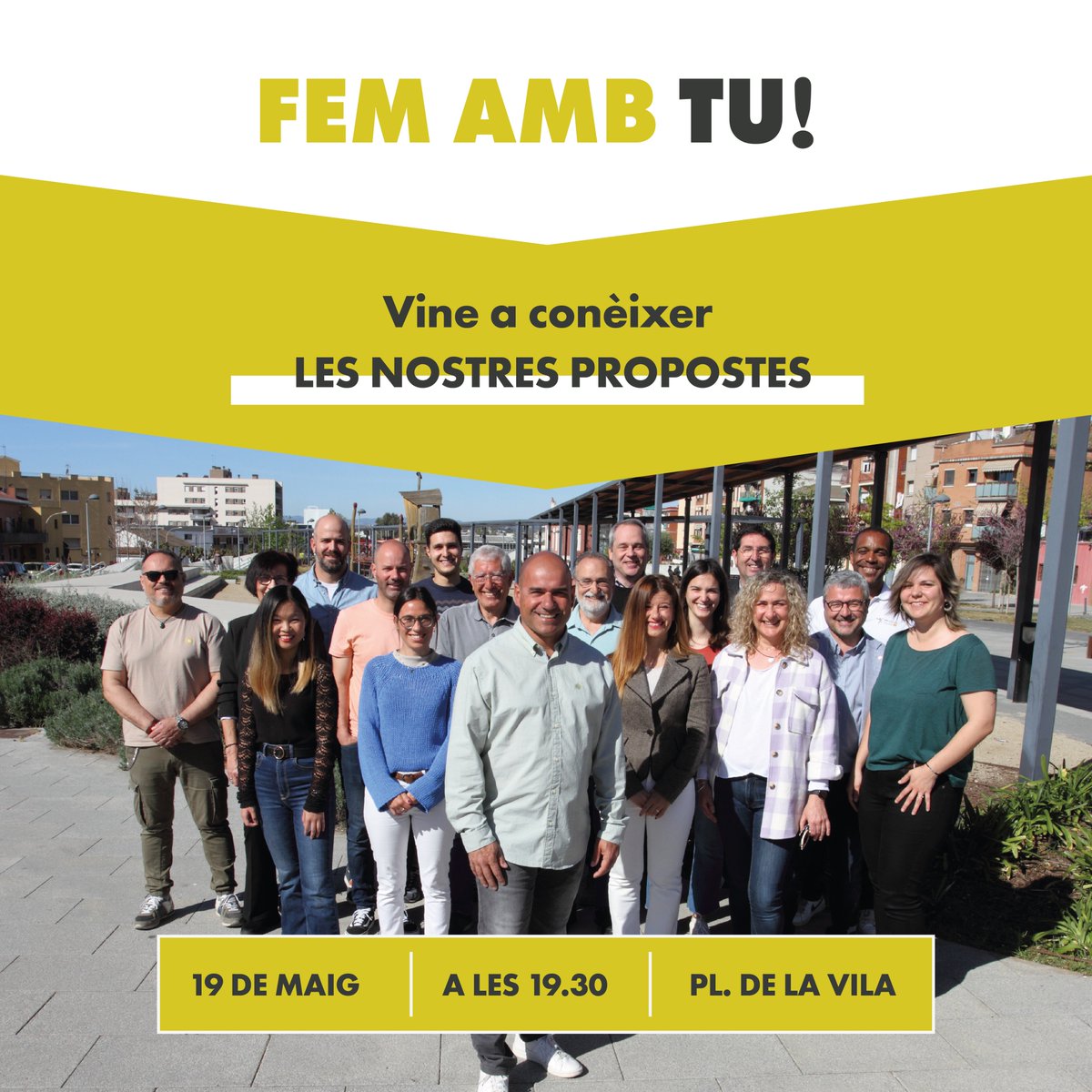 femmontmelo's tweet photo. 📢 No et perdis l'acte central de campanya de Fem Montmeló! 🗓️ Vine acompanyar-nos el divendres 19 de maig a la pl. de la Vila i sigues part de la revolució que volem per Montmeló. 💪✨ #FemMontmeló #Montmeló #FemAmbTu ✅ https://t.co/aNkU7i2ltv