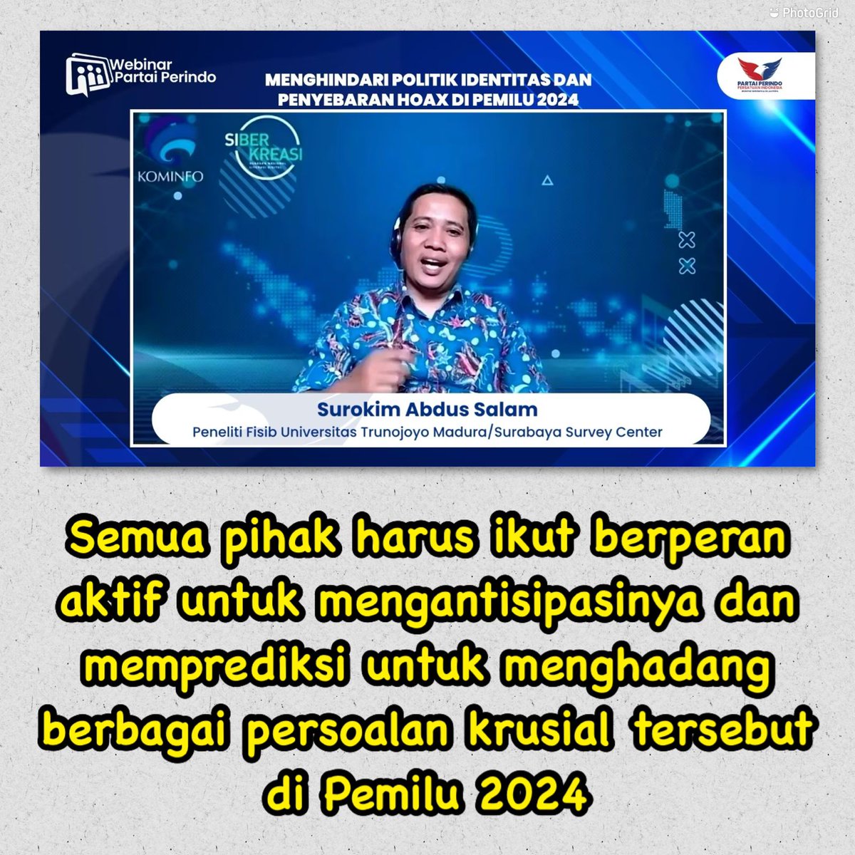 YudaPra85206337's tweet photo. Menghindari politik identitas dan penyebaran hoax di pemilu 2024
#GanjarPranowo2024
#PolitikIdentitas
#PemiluIndonesia

Ekonom perkirakan ekonomi Indonesia tumbuh 5% di 2023
#UMKM
#Pariwisata
#EkonomiKuat https://t.co/Z16RveWBmM