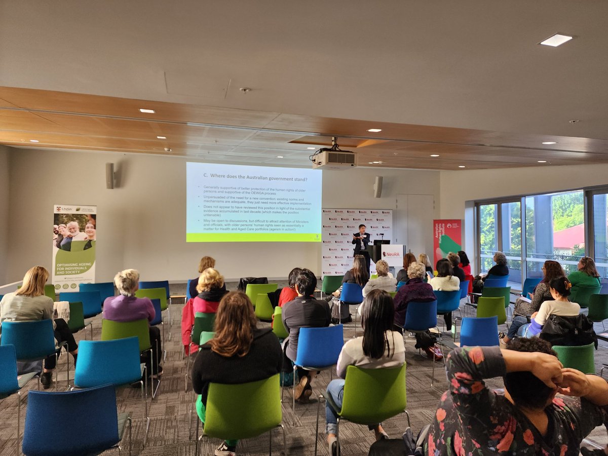 Great talk from Institute member Prof Andrew Byrnes @acbyrnes_andrew about why Australia needs to support a UN Convention on the #humanrights of older persons #law #ageism #ageing Event co-hosted by @AgeingFutures @HumanRightsUNSW and @neuraustralia