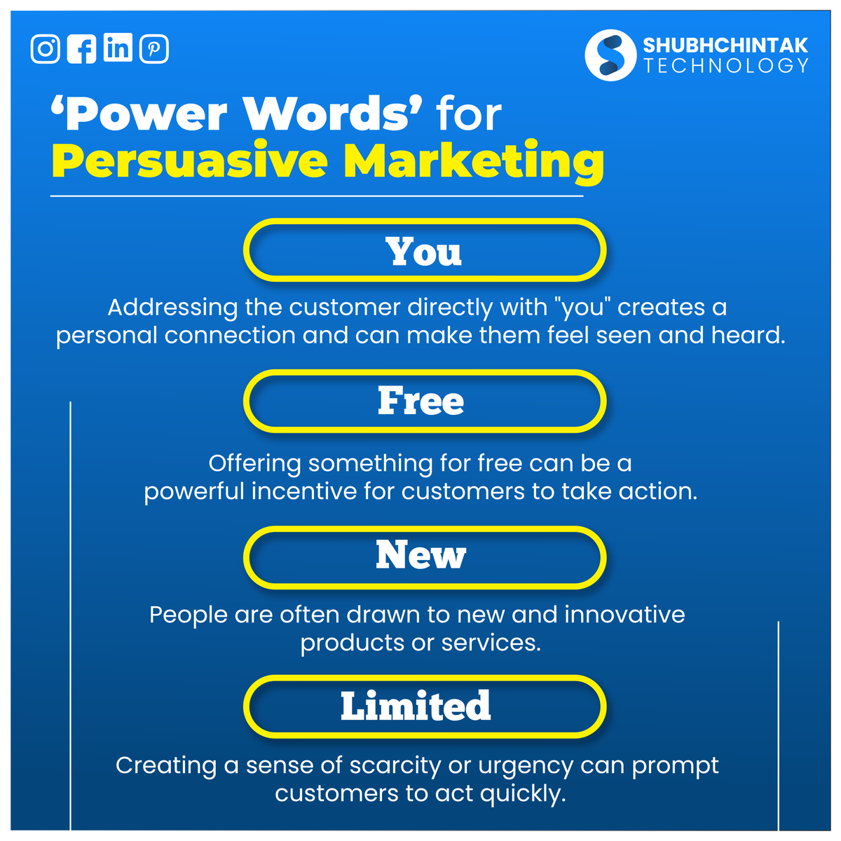 Harness the power of persuasive language to create an irresistible brand! 🤝✨ #powerfulmarketingwords #marekting #Digitalmarketing #Shubhchintak #mumbai #pune #webservices #Webdesigners #webagency #digitalmarketingagency