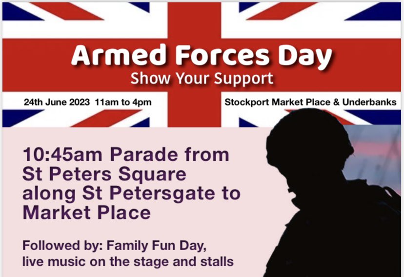 AFVBC_Stockport's tweet photo. Only 37 days to go before we deliver Stockport’s first borough-wide event to celebrate Armed Forces Day. https://t.co/K6VvUNiTSP