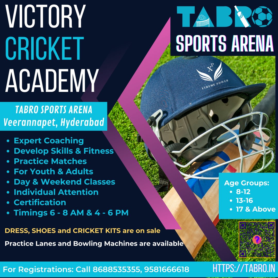 Where Champions are Made: Victory Cricket Academy, Tabro Sports Arena!

For registrations, call 8688535355, 9581666618

#VictoryCricketAcademy
#cricketcoaching
#trainlikeachampion
#tabrosportsarena
#championinmaking
#cricket
#hyderabad
#masterthegame