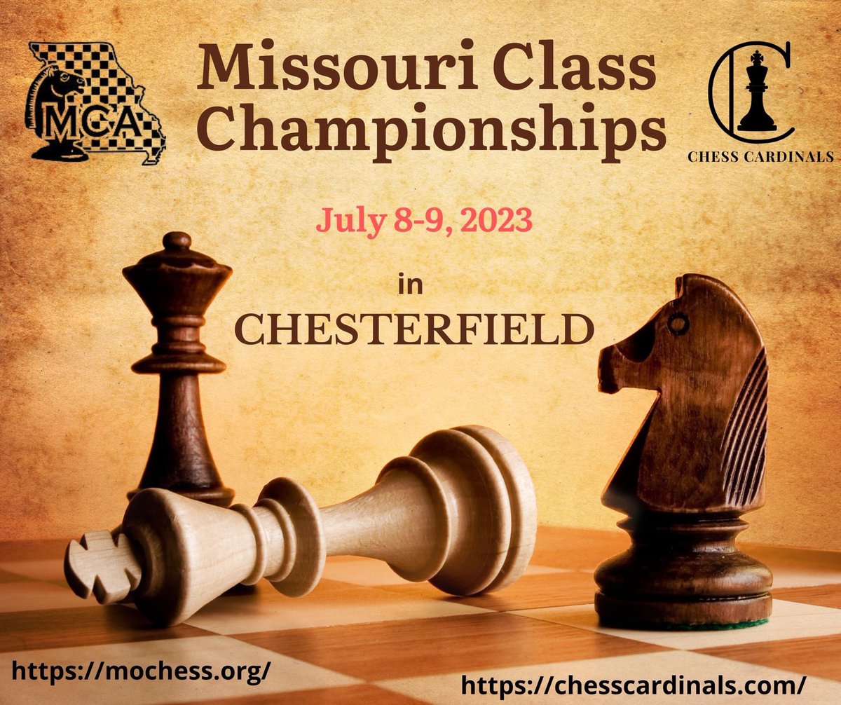 CardinalsChess's tweet image. Super exciting news to share!!! We invite everyone to the Missouri Class Championships in Chesterfield on July 8th-9th. You can find additional information here: new.uschess.org/missouri-class…. #chess #uscf #stlcc #mochess