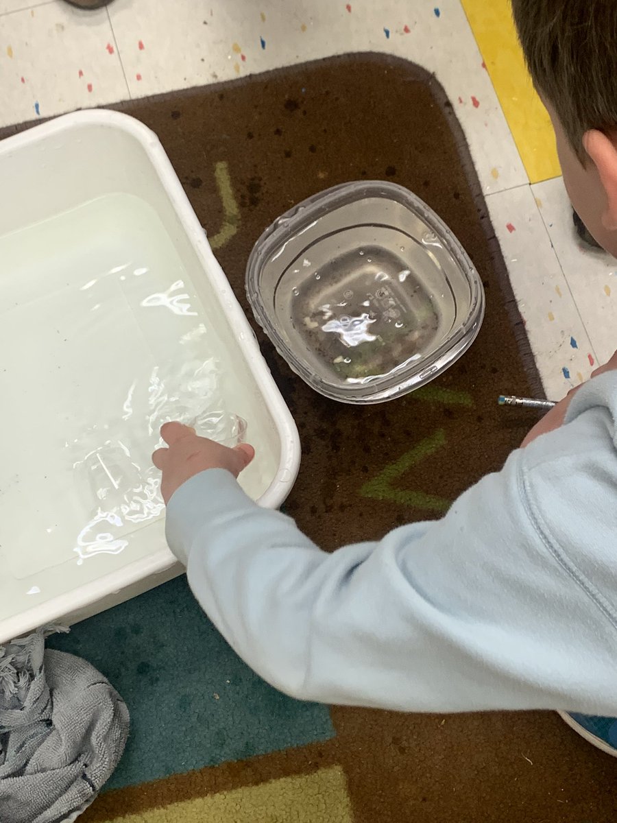 Grade1F's tweet image. Estimating, measuring, &amp;amp; recording the capacity of  various containers. How many small cups will fill each container? Extra water fun at the end to create something from clay that could hold at least 5 pennies &amp;amp; float. Way to go, P, for persisting &amp;amp; modifying to hold 15 pennies!