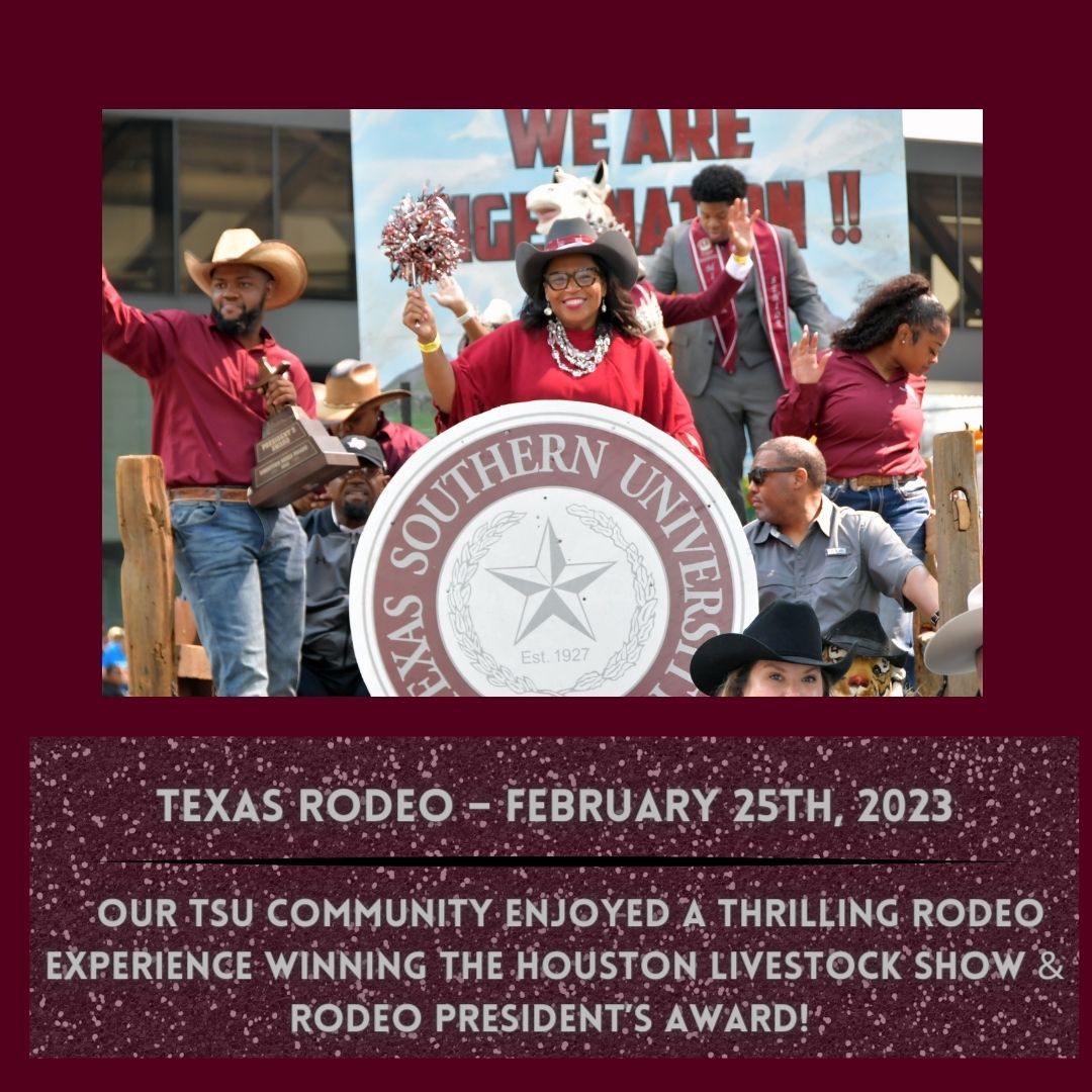 PresYoung13's tweet photo. As we bid farewell to this incredible semester, we can look forward to an even more exciting future together! Join me as we revisit some highlights from our illustrious TSU community. 

#texassouthern #TexasSouthernUniversity #tsuproud #wholesomewednesday https://t.co/Gh5YUFdxib