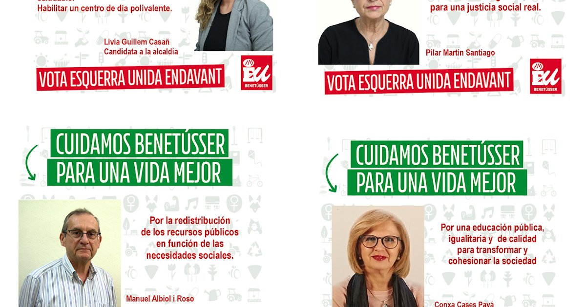 EU_Benetusser's tweet photo. Conoce a las personas que encabezan la candidatura municipal de EU Benetússer https://t.co/vn9UWsmf4o https://t.co/ru1GJDIQts
