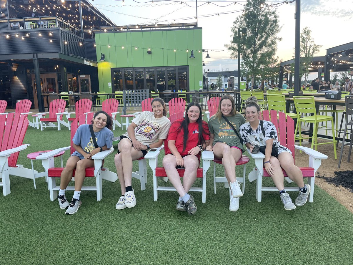 SAUSoftball's tweet photo. We had a great time at Chicken &amp; Pickle tonight! Ready for tomorrow!

Incredible comeback from Demi and Lexi after an 18-4 deficit in their competitive game of corn hole👏

#GoMuleriders #LetsRide #team25 https://t.co/5BCe0DypSX