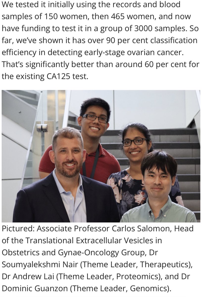 UQCCR Researcher making progress in Ovarian Cancer early detection clinical-research.centre.uq.edu.au/article/2023/0… via @AddThis <a href="/UQMedicine/">UQ Medicine</a> <a href="/EVsinObsGynOnc/">Translational EVs in Obstetrics and Gynae-Oncology</a> @ocrfaustralia <a href="/INOVIQLtd/">INOVIQ Ltd (ASX:IIQ)</a> @UniQuestUQ