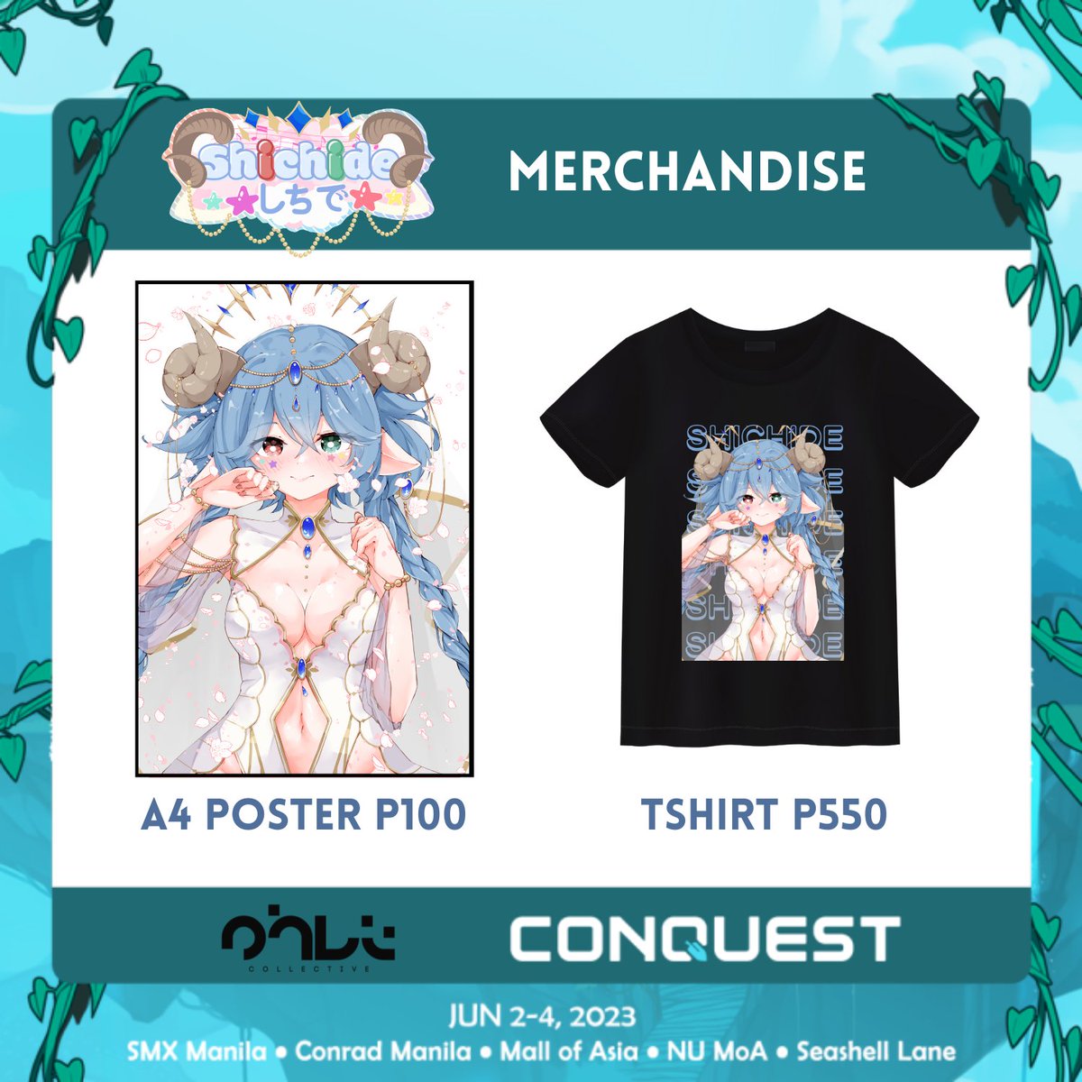 ShichideVSinger's tweet image. ⭐️💙SHICHI MERCH💙⭐️
Hello Shichimkens~! This is my #CONQuest2023 merch available at @PHVTCollective Booth O2! Limited stocks only!
I&apos;ll also be going on Day 2 so if you see me feel free to say hi~! 
I can also sign your merch if you want to ehe~ #SeeYouInTheSkies ☁️🐔