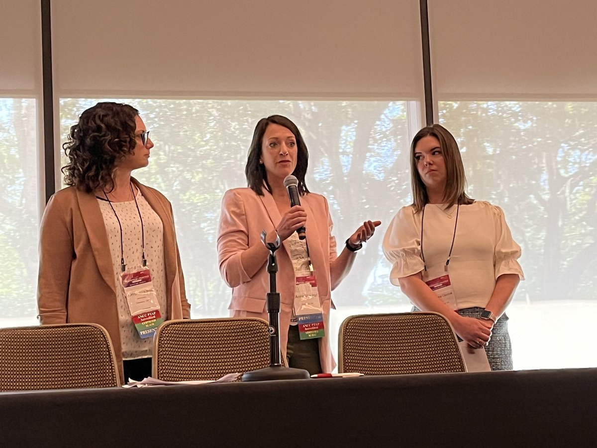 KStuckBoyd's tweet photo. @ClevelandClinic  Success Coaches Anna VanHal and Deanna Ciccone’s presentation on holistic support in our #CleClinicNurse Residency Program won the PTAP Pitch award at the #ANCC Practice Transition Symposium. Congratulations! 💚💙💚💙 @lisabaszynski https://t.co/wJlzgPQGyr