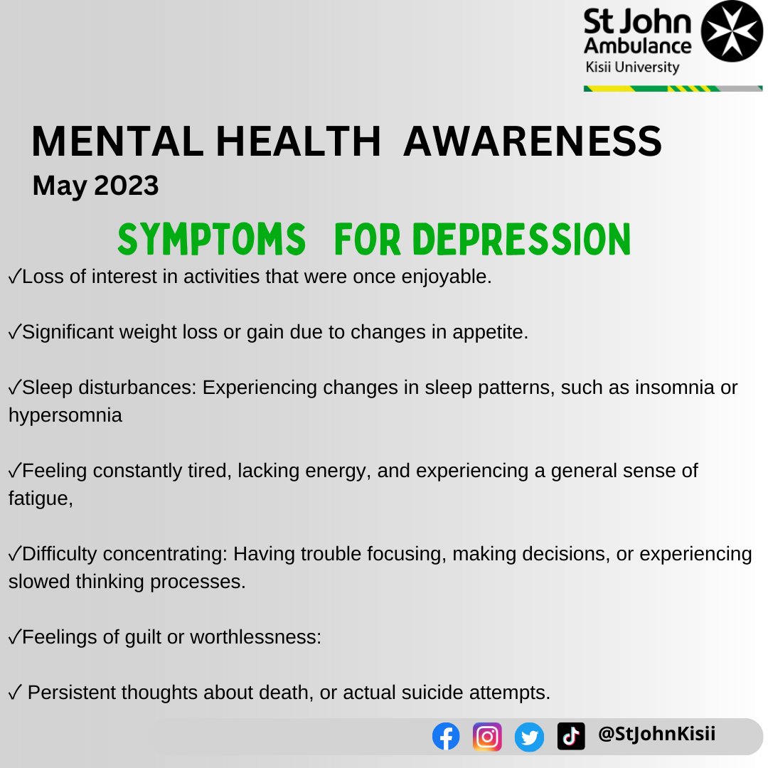 Spotting the Signs: Recognizing Depression in Yourself and Others' #KnowTheSigns #EarlyIntervention #BeAware #StJohnKisii