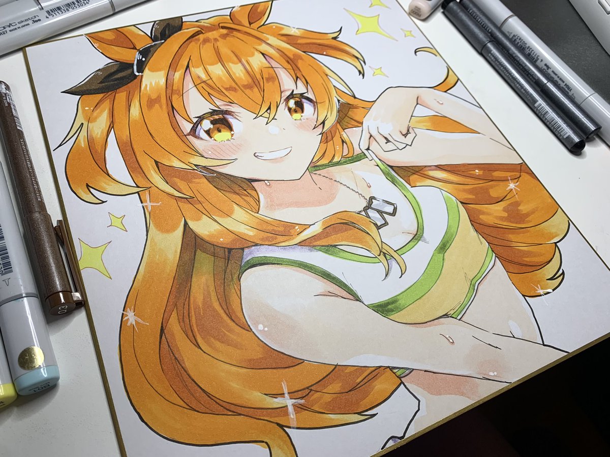 マヤノトップガン(ウマ娘) 「マヤちゃん可愛く描けました しっかり乾燥させてから発送します*⋆」|佐藤みこる💡⠜のイラスト