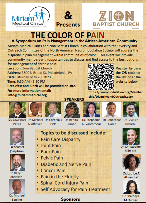 AhunnayaChi's tweet photo. The Color of Pain Symposium is aimed at tackling disparities in pain management that affect communities of color. 

Use the QR Code to register if you can make it this Saturday! Lunch will be provided 
#TempleSNMA https://t.co/p24o7CGMsZ