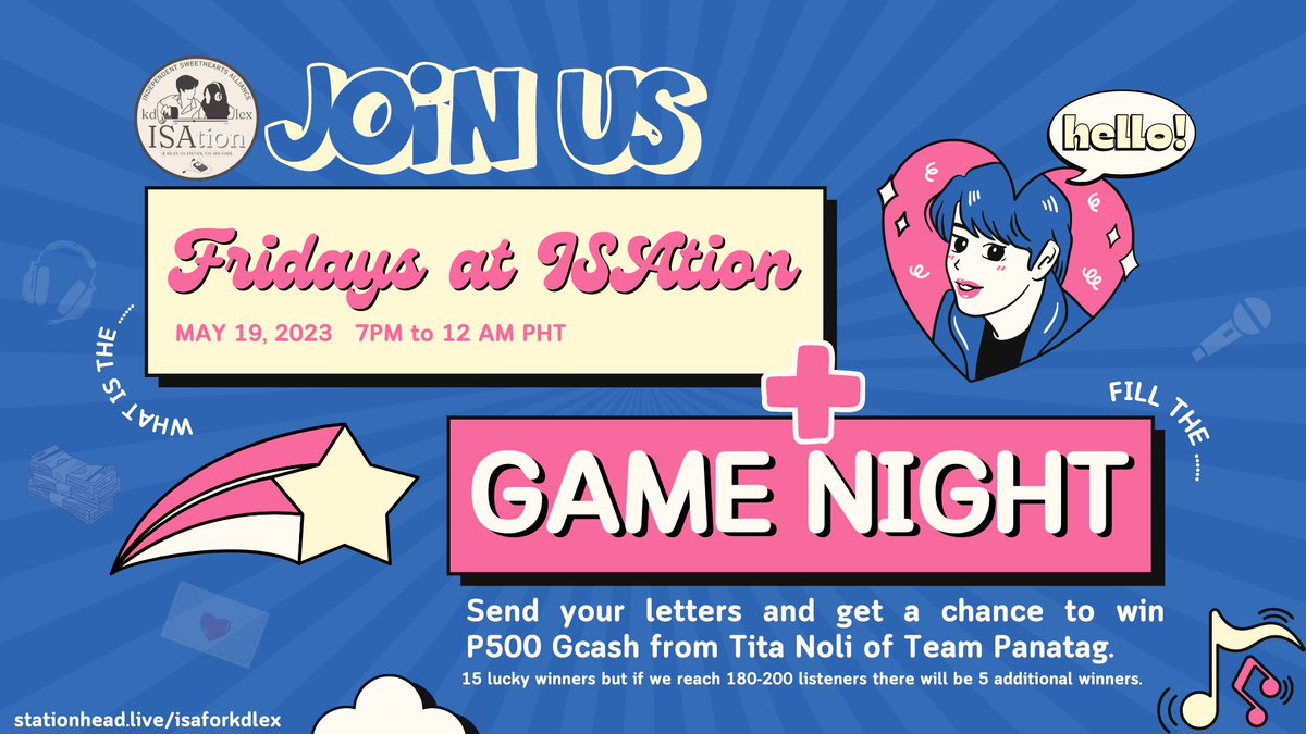 kdlexisation's tweet photo. 📢G for FRIDAYS at #ISAtion + Game Night?
We will be having a super fun event tomorrow as aside from reading your letters/messages, there will be an exciting game courtesy of the generous Tita @NoliDeluna from Team Panatag.
See you tomorrow Solids & #KDLEXSweethearts 🩶
#KDLex https://t.co/FztafjtUDQ