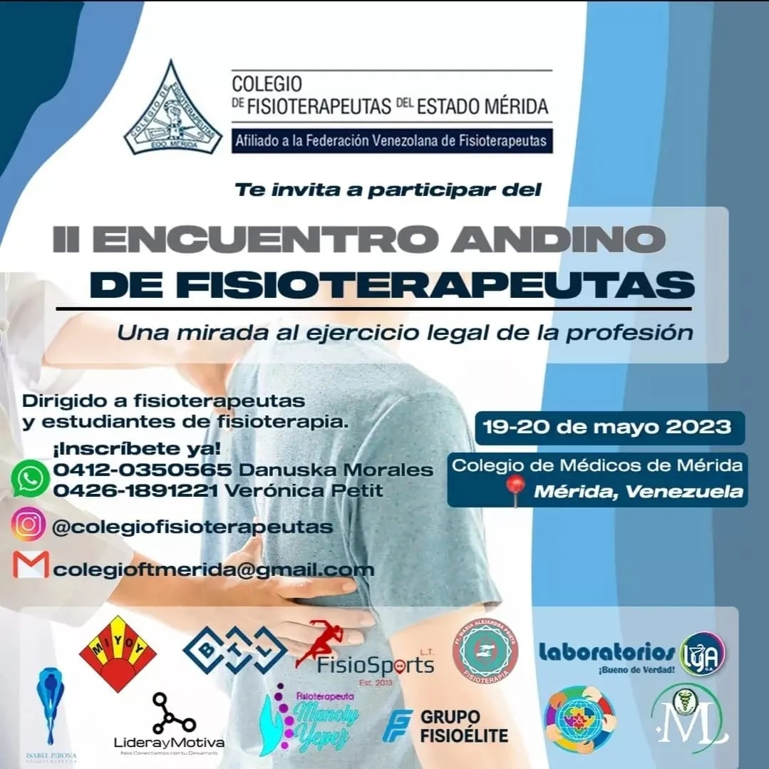 jorgevillet's tweet photo. #17May #ColegioDeFisioterapeutas 
Todo listo para el II Encuentro Andino de Fisioterapeutas el cual se llevará a cabo en el Colegio de Médicos de Mérida, este 19 y 20 de mayo. https://t.co/ZMKXdu3Gbs