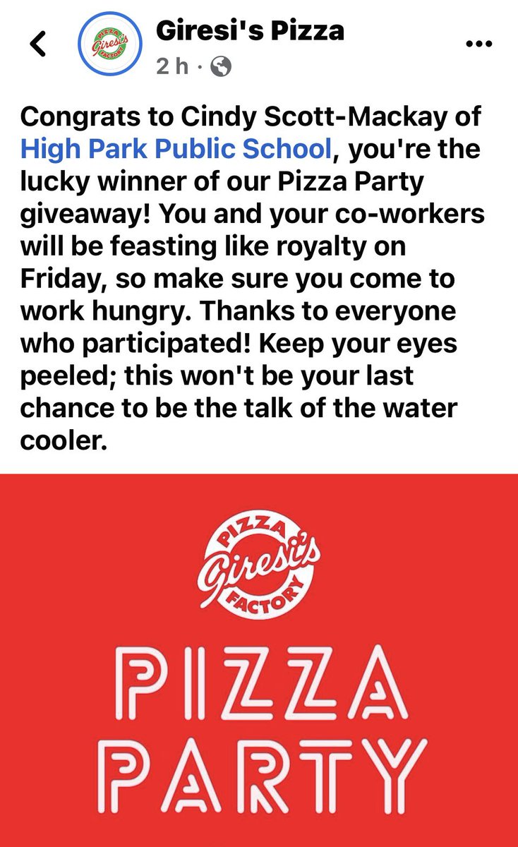 Thank you so much <a href="/giresispizza/">giresispizza</a> from a HP Panther!! We so appreciate the kindness!!@HighParkSarnia