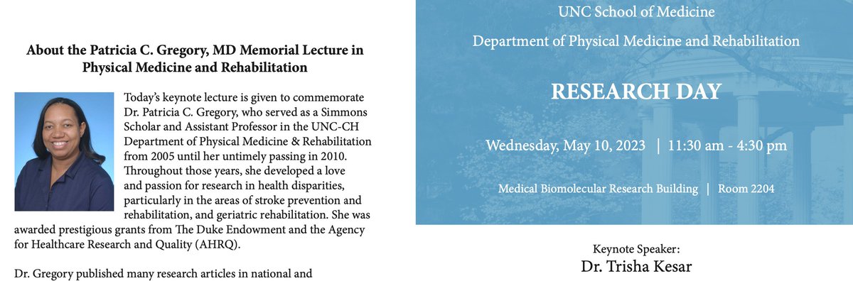 kesar_lab's tweet photo. Dr. Kesar was honored to present the Patricia C. Gregory MD Memorial Keynote Lecture @UNC_PMR #research day! Thank you @UNC_PMR and Dr. Josh Alexander for the invitation and being such great hosts! https://t.co/cmIh9Dc5nH